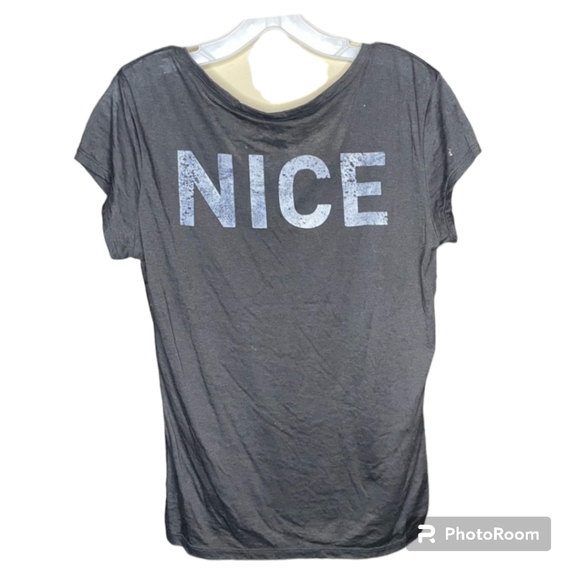 STRANDED Naughty and Nice Front and Back Graphic Sheer Gray  T Shirt XXL - Picture 2 of 3